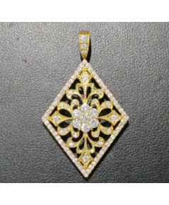 จี้ เพชรฉลุลาย ทรงมาคีย์ เพชร 90 เม็ด 1.00 กะรัต ทอง18K งานเก่า หลุดจำนำ สวยมาก นน. 4.75 g